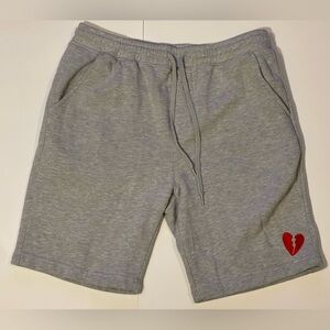 Riot Society • Gray Men's Shorts with Red Heart Design